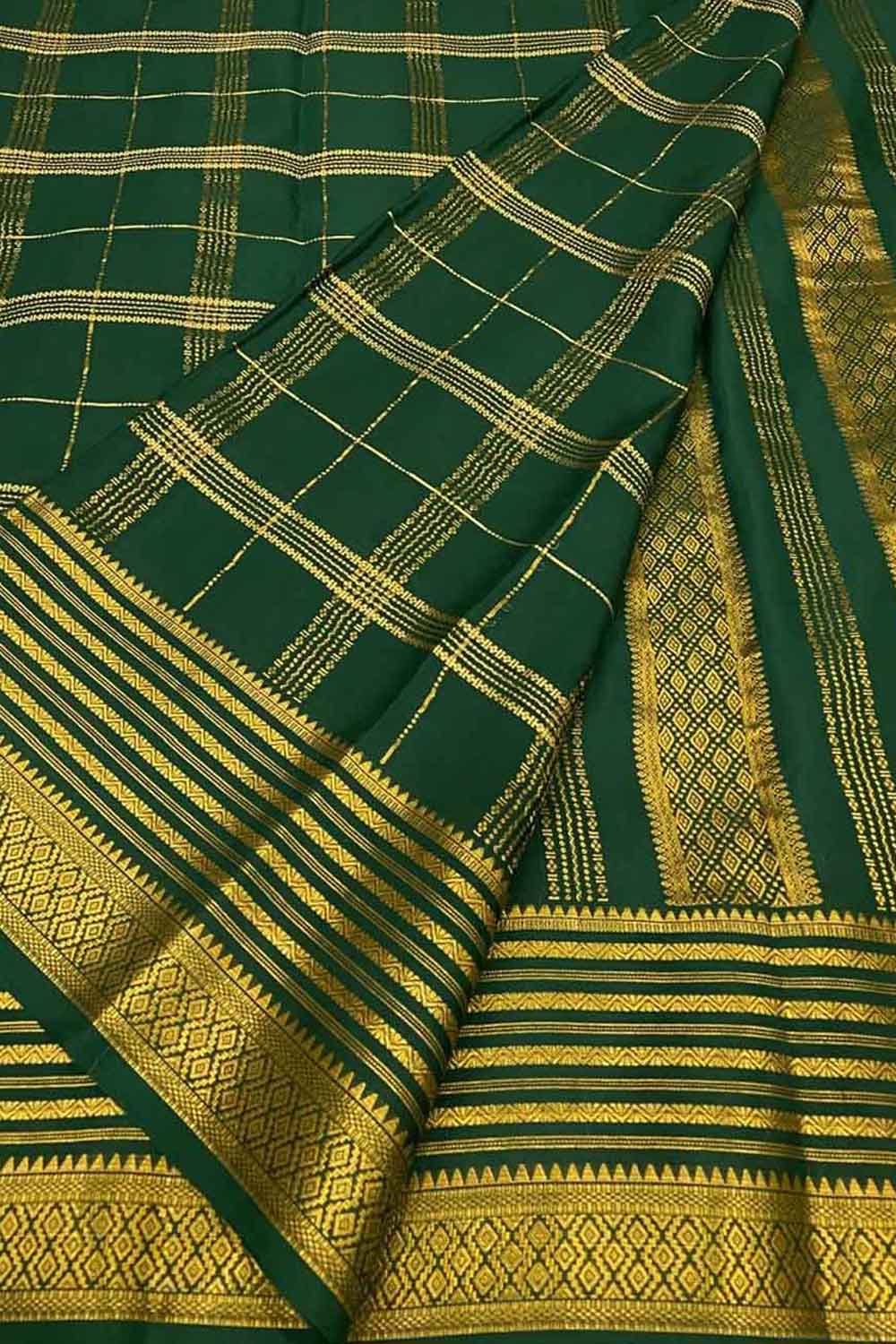 Green Handloom Mysore Pure Crepe Silk Saree