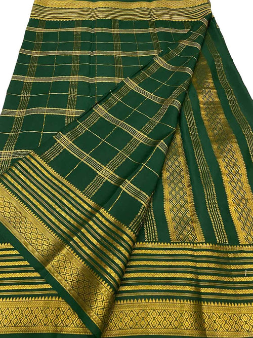 Green Handloom Mysore Pure Crepe Silk Saree