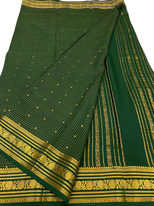 Green Handloom Mysore Pure Crepe Silk Saree
