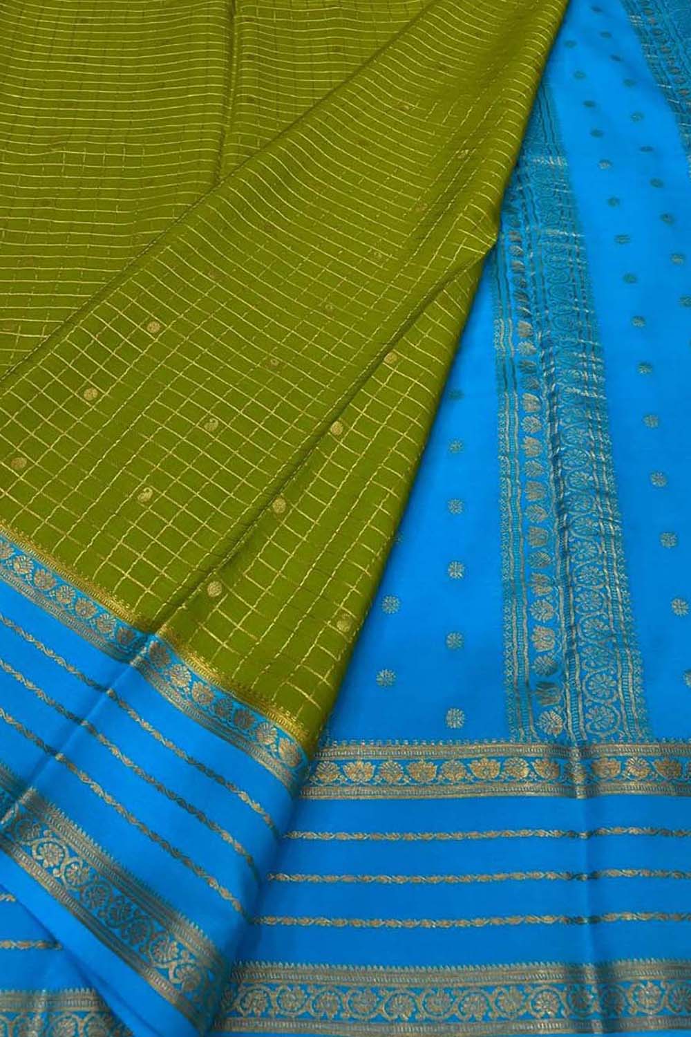 Green Handloom Mysore Pure Crepe Silk Saree