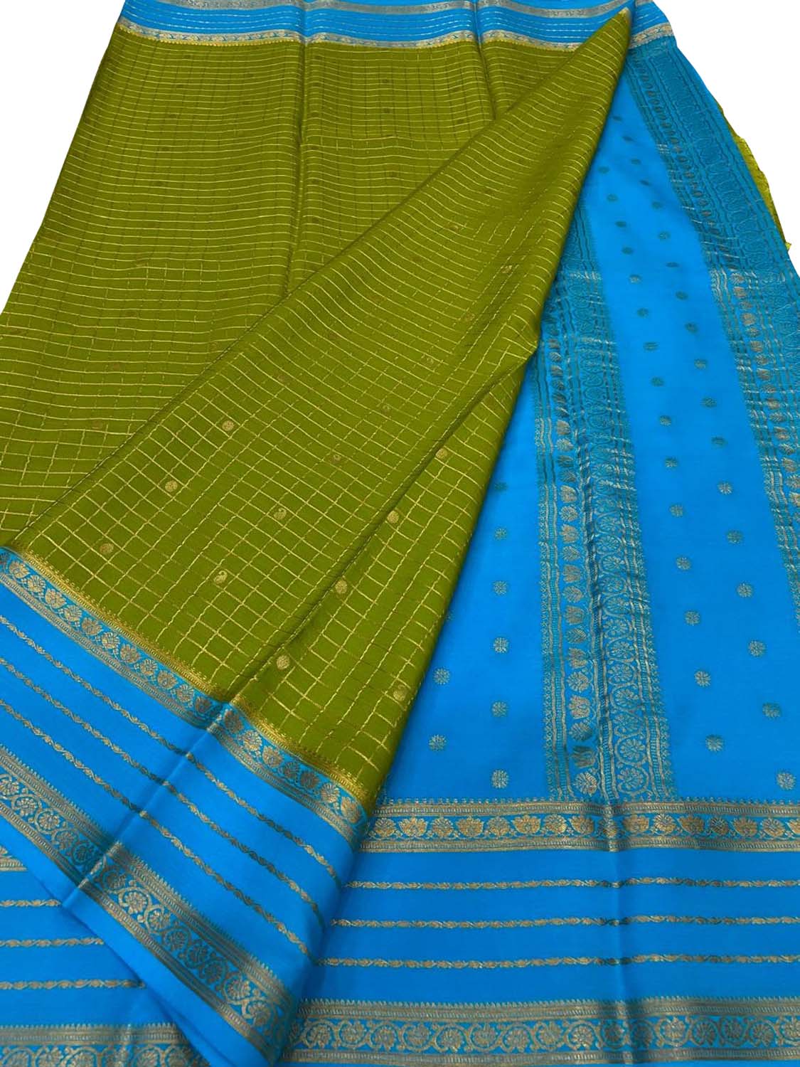 Green Handloom Mysore Pure Crepe Silk Saree