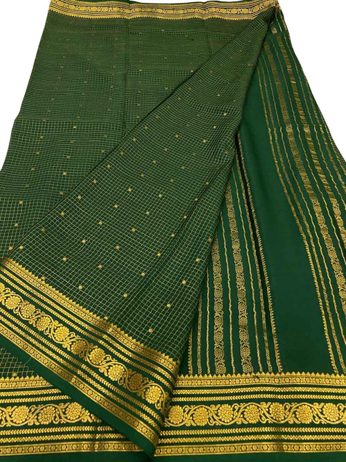 Green Handloom Mysore Pure Crepe Silk Saree