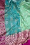 Green Banarasi Kora Katan Silk Saree Kadwa Woven Festive
