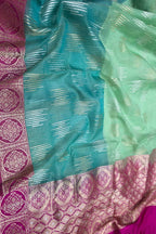 Green Banarasi Kora Katan Silk Saree Kadwa Woven Festive