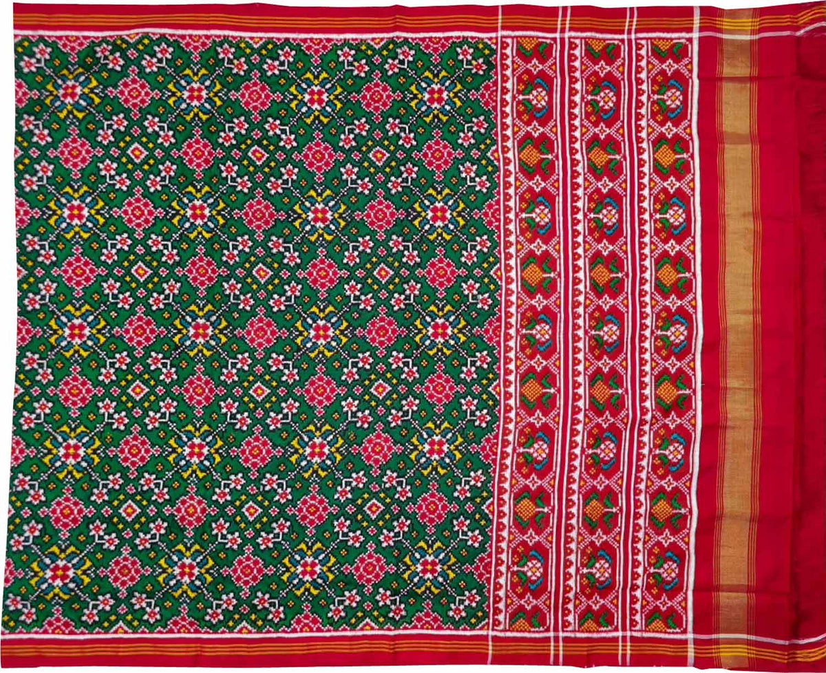 Green Pure Double Ikkat Patan Patola Saree