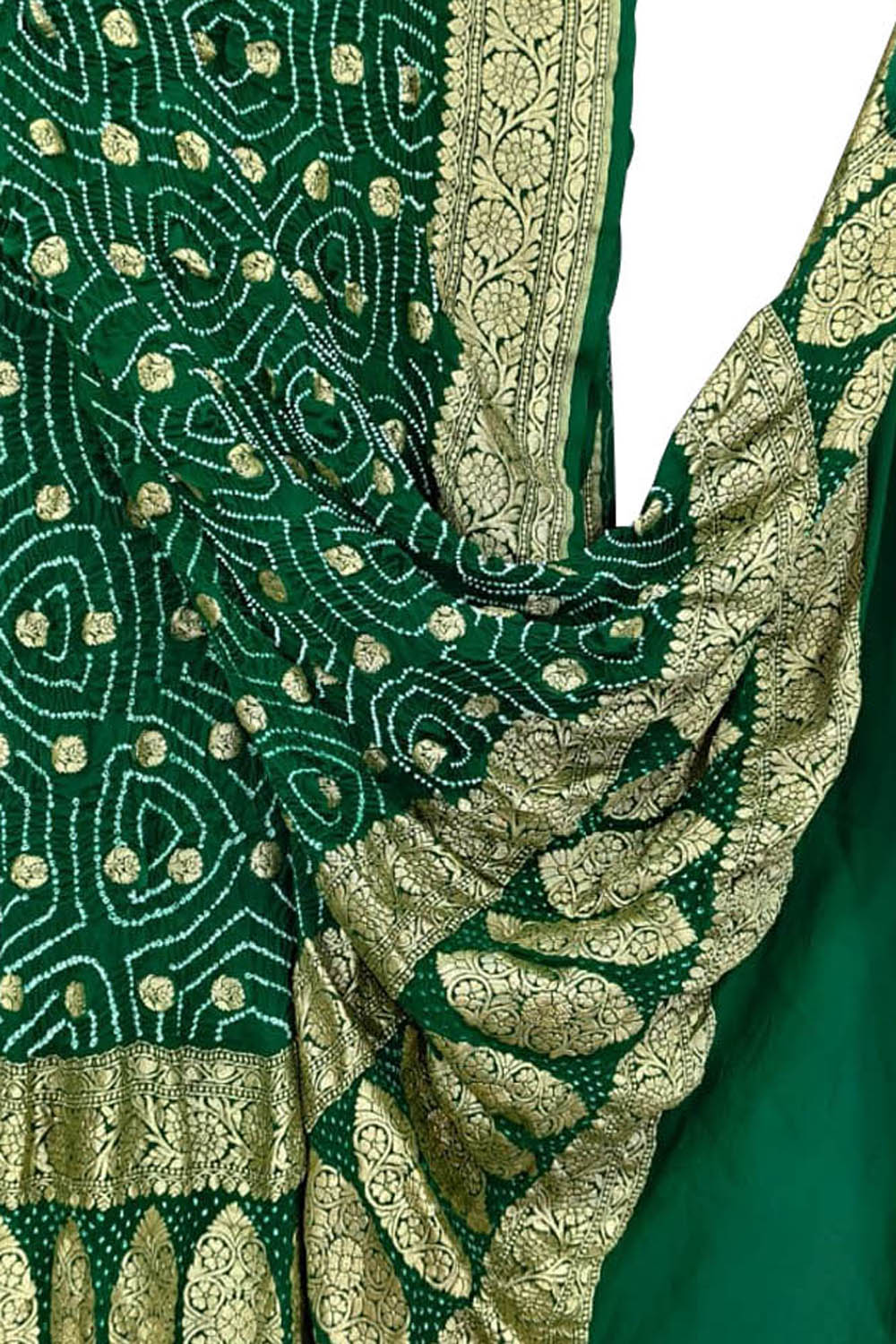 Green Pure Georgette Bandhani Rai Bandhej Dupatta