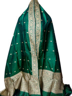 Green Pure Katan Silk Banarasi Handloom Booti Design Handloom Dupatta