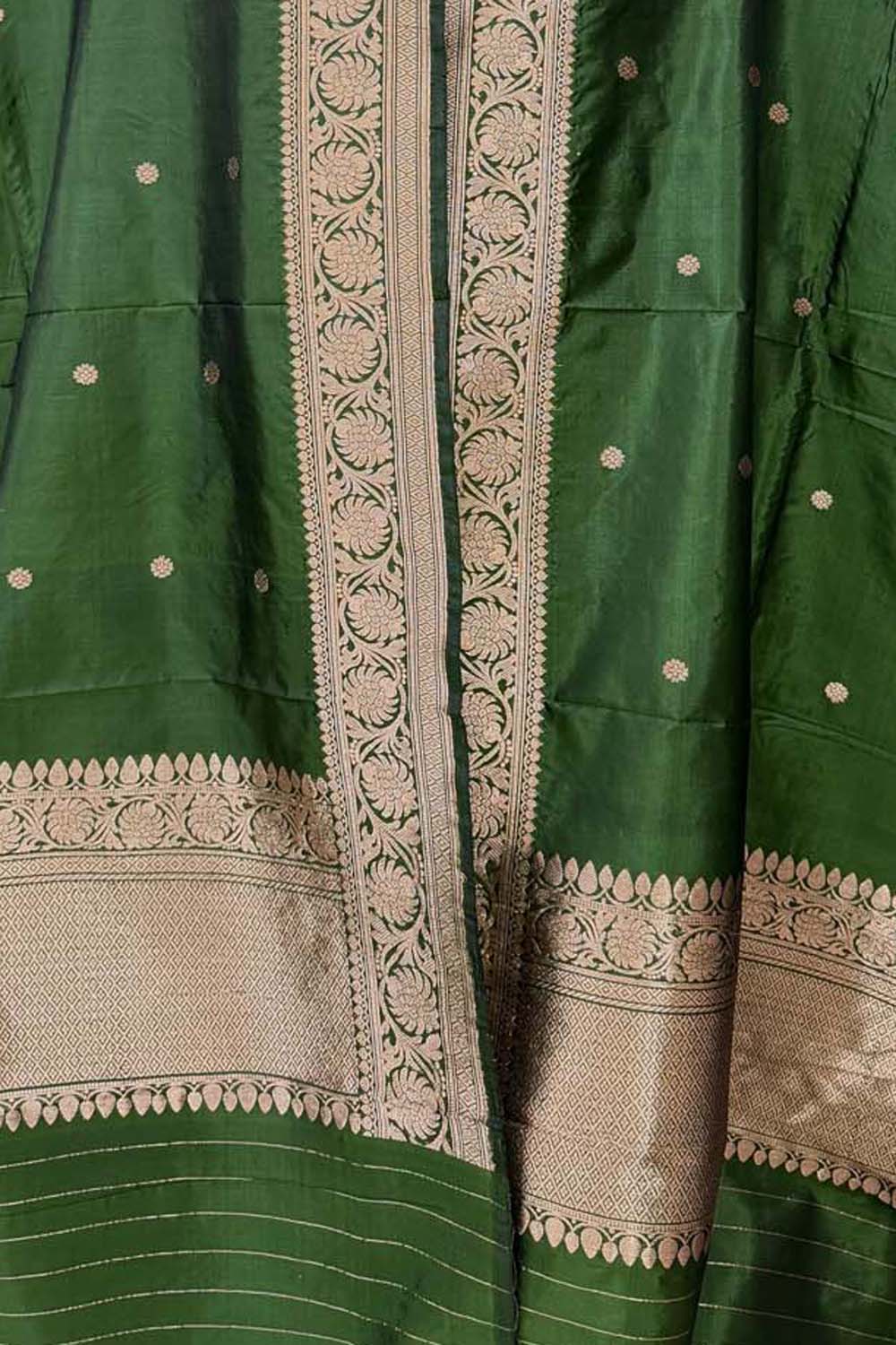 Green Pure Katan Silk Banarasi Handloom Booti Design Handloom Dupatta