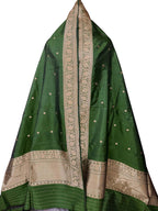 Green Pure Katan Silk Banarasi Handloom Booti Design Handloom Dupatta