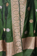Green Pure Katan Silk Banarasi Handloom Booti Design Handloom Dupatta
