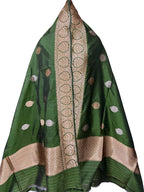 Green Pure Katan Silk Banarasi Handloom Booti Design Handloom Dupatta