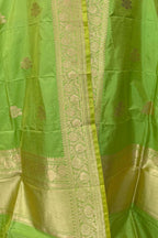 Green Pure Katan Silk Banarasi Handloom Booti Design Handloom Dupatta