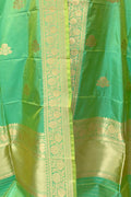 Green Pure Katan Silk Banarasi Handloom Booti Design Handloom Dupatta