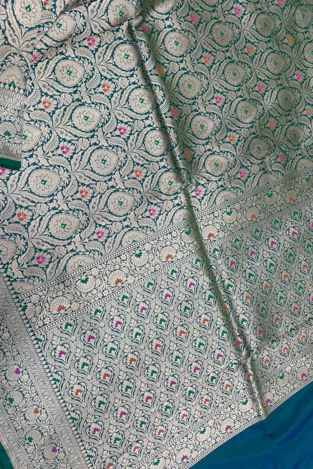 Green Pure Katan Silk Banarasi Handloom Saree