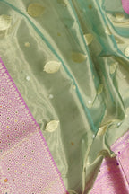 Green Banarasi Kora Tissue Silk Saree — Meenakari Skirt Border, Festive Elegance