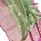 Green Banarasi Kora Tissue Silk Saree — Meenakari Skirt Border, Festive Elegance