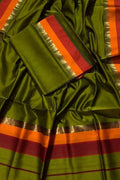 Green Pure Maheshwari Silk Handloom Suit Set