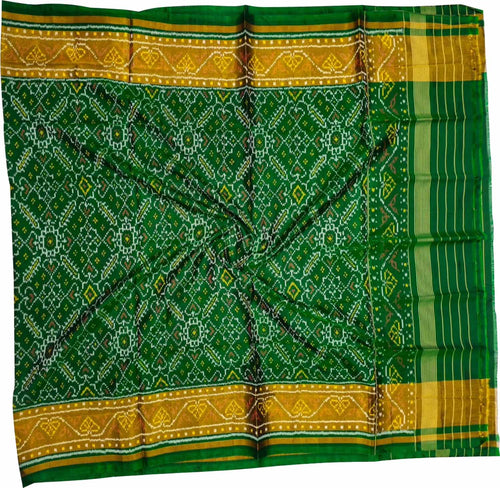 Green Pure Silk Handloom Patola Ikat Dupatta