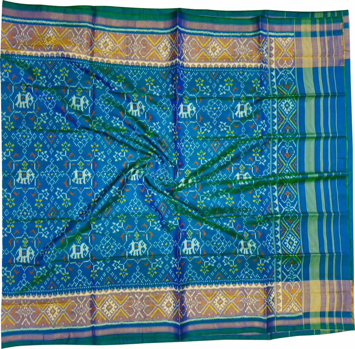 Green Pure Silk Handloom Patola Ikat Dupatta