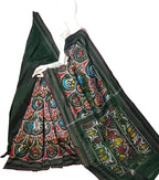 Green Pure Silk Pochampalli Ikat Handloom Saree