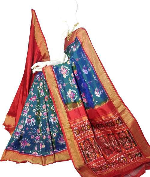 Green Pure Silk Pochampalli Ikat Handloom Saree