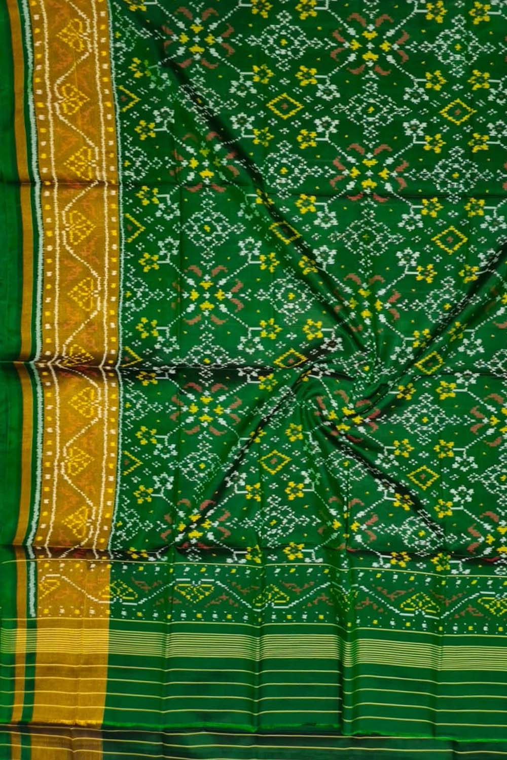 Green Pure Single Ikat Patan Patola Handloom Dupatta