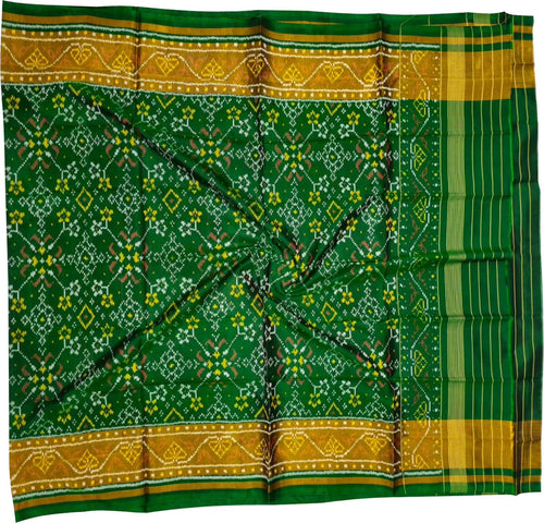 Green Pure Single Ikat Patan Patola Handloom Dupatta