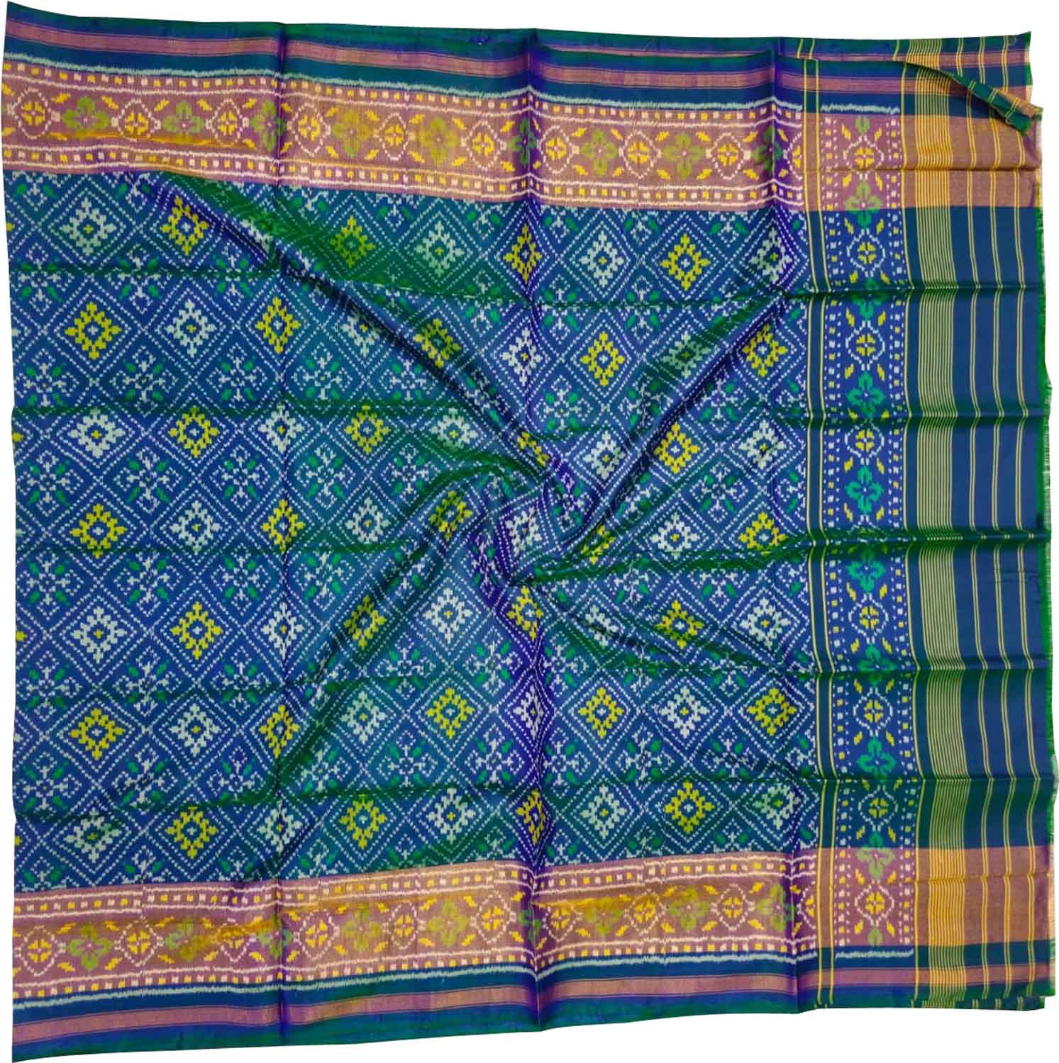 Green Pure Single Ikat Patan Patola Handloom Dupatta