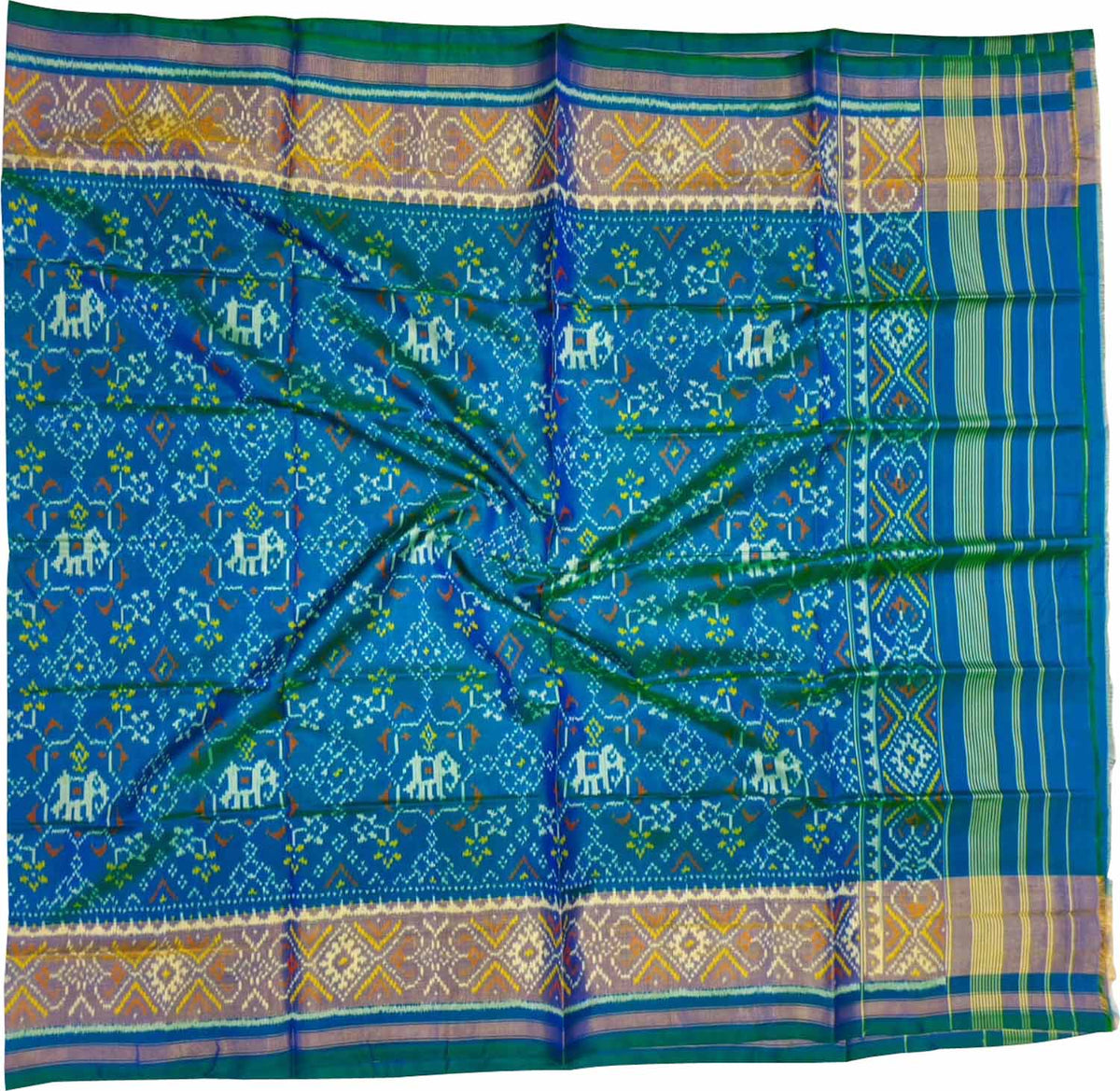 Green Pure Single Ikat Patan Patola Handloom Dupatta