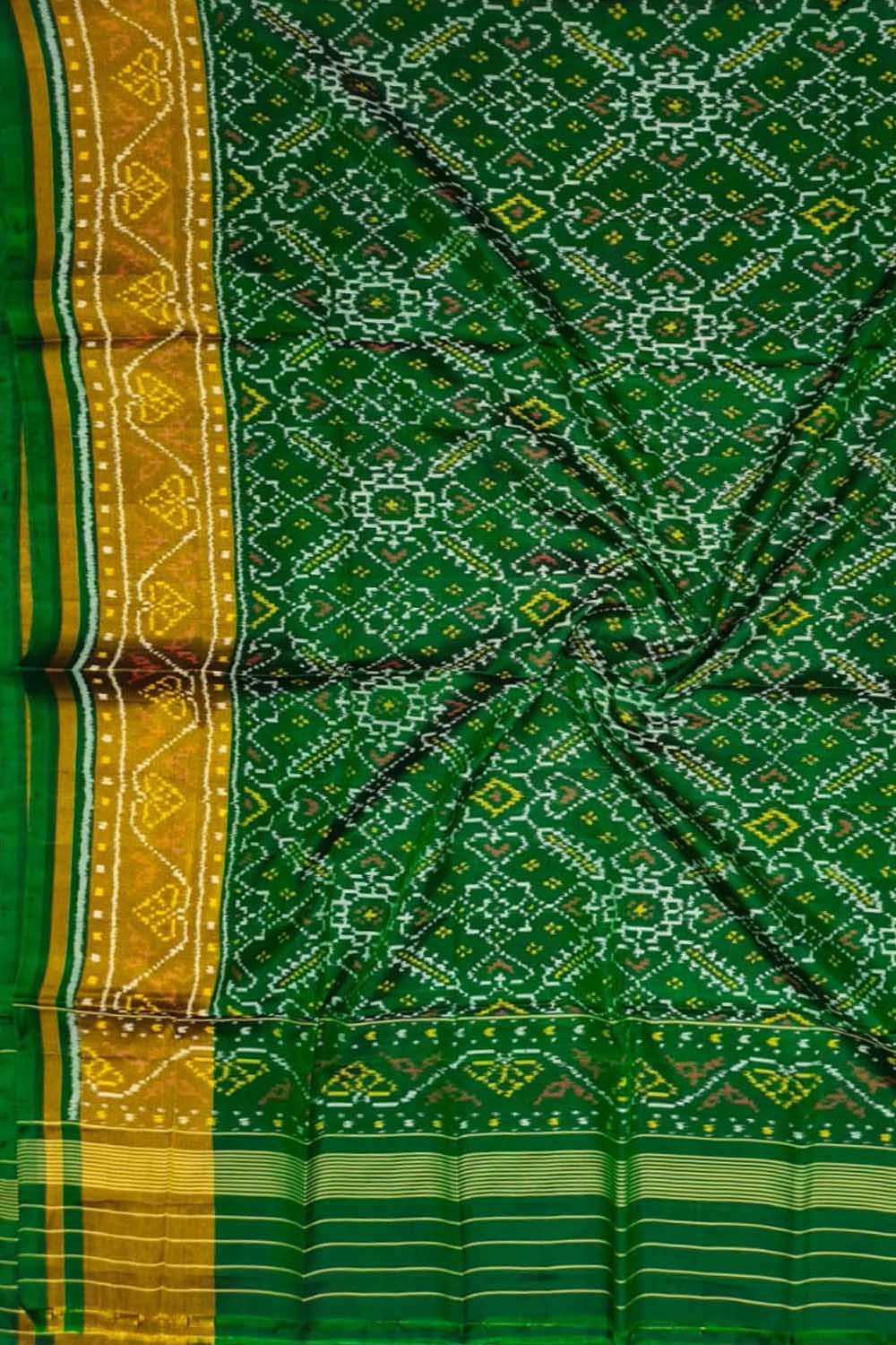 Green Pure Single Ikat Patan Patola Handloom Dupatta