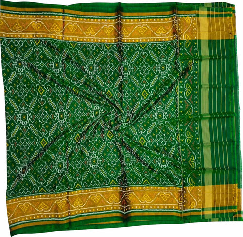 Green Pure Single Ikat Patan Patola Handloom Dupatta