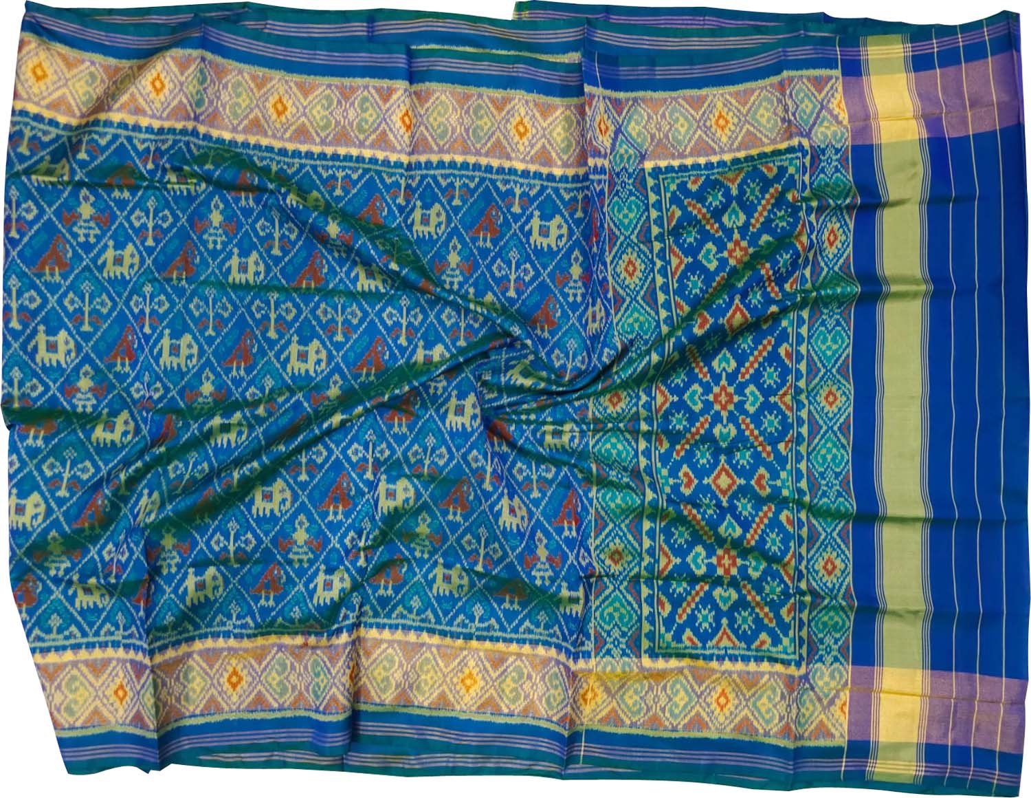 Green Pure Single Ikat Patan Patola Handloom Saree