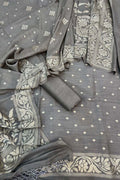 Grey Banarasi Chiniya Silk Unstitched Suit Set