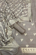 Grey Banarasi Chiniya Silk Unstitched Suit Set