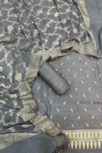 Grey Banarasi Chiniya Silk Unstitched Suit Set