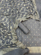 Grey Banarasi Chiniya Silk Unstitched Suit Set