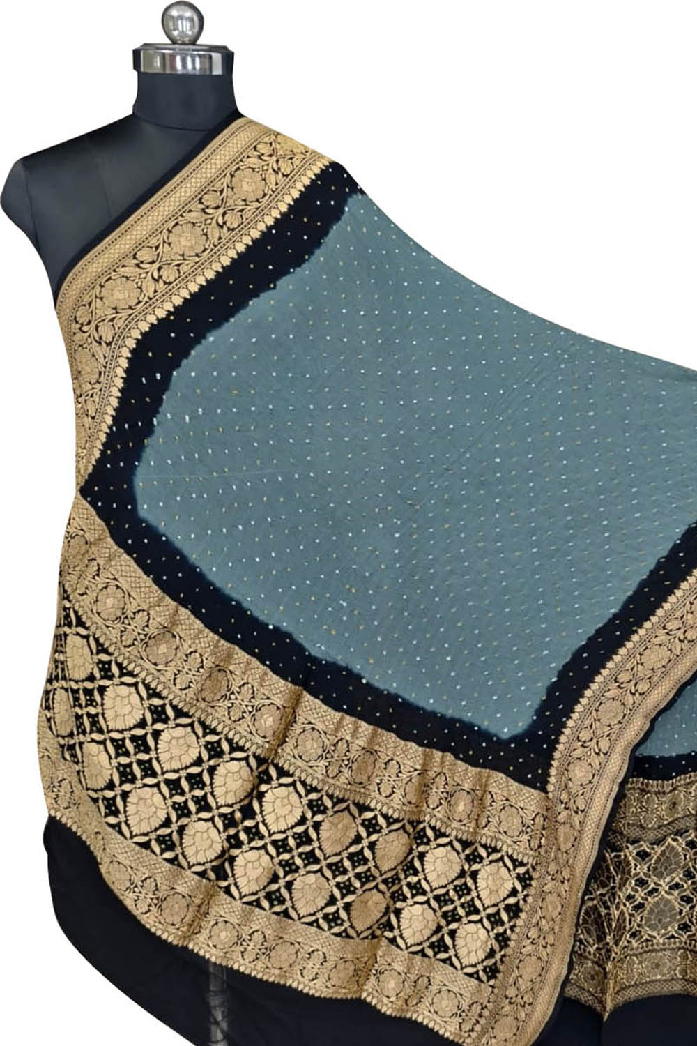 Grey Bandhani Georgette Dupatta