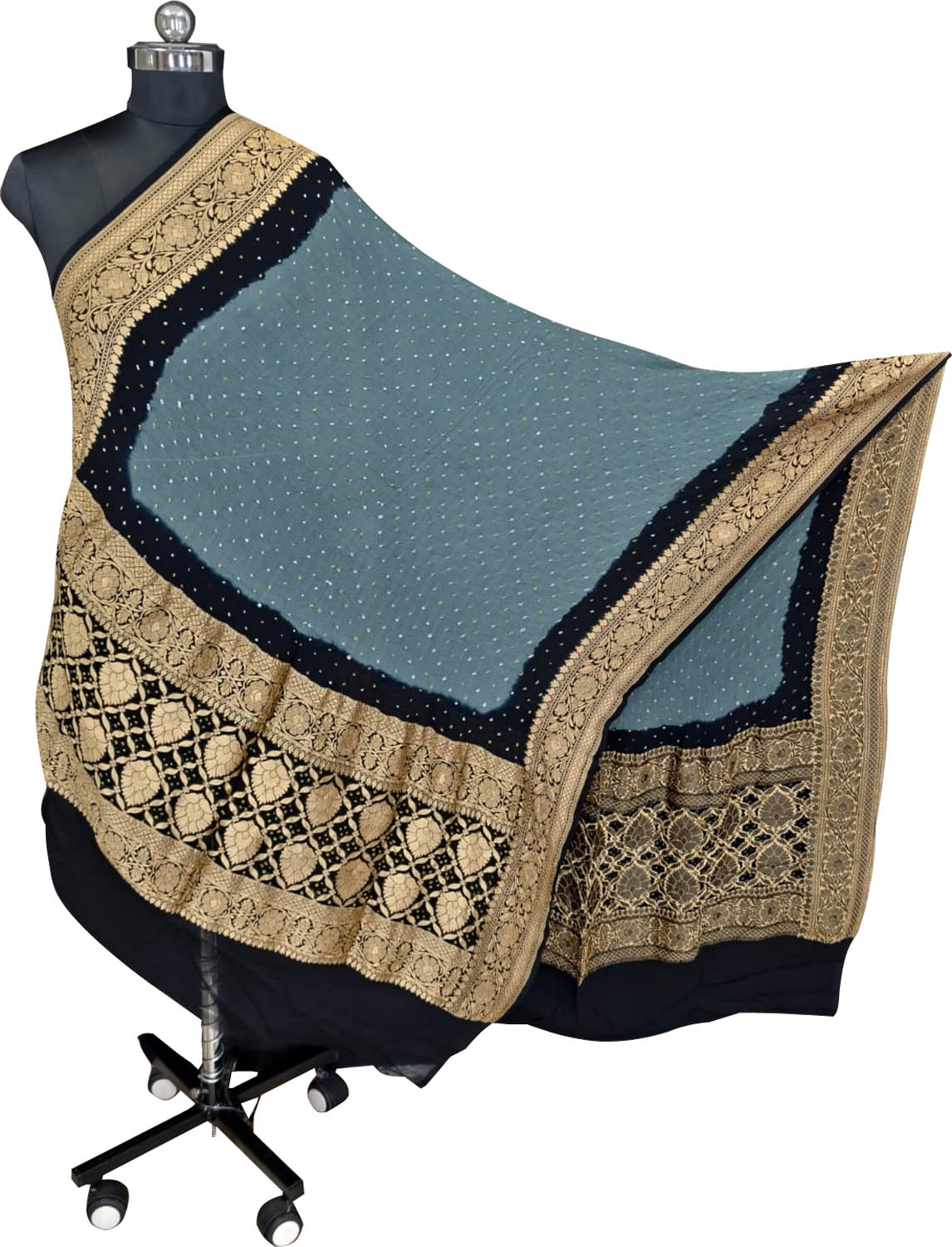 Grey Bandhani Georgette Dupatta