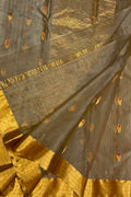 Grey Chanderi Handloom Pure Katan Silk Saree