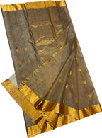 Grey Chanderi Handloom Pure Katan Silk Saree
