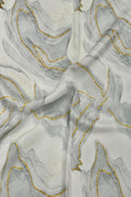 Grey Digital Printed Muslin Fabric Ethnic Dress Material