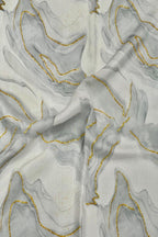 Grey Digital Printed Muslin Fabric Ethnic Dress Material