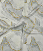 Grey Digital Printed Muslin Fabric Ethnic Dress Material