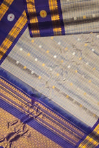 Grey Gadwal Pure Silk Saree Handloom Woven Wedding