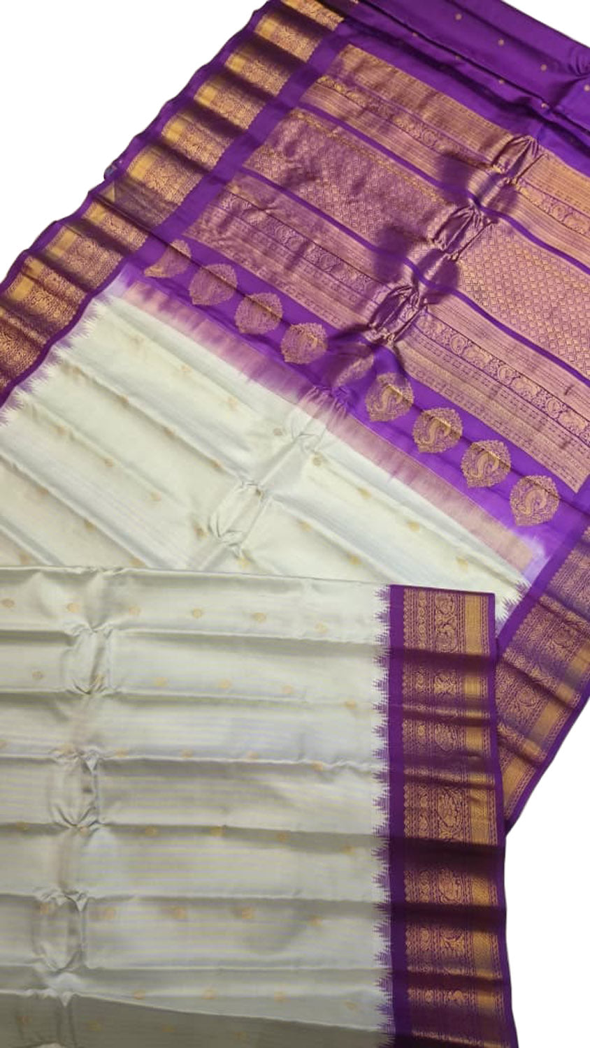 Grey Gadwal Handloom Pure Silk Saree