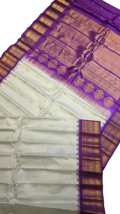 Grey Gadwal Handloom Pure Silk Saree