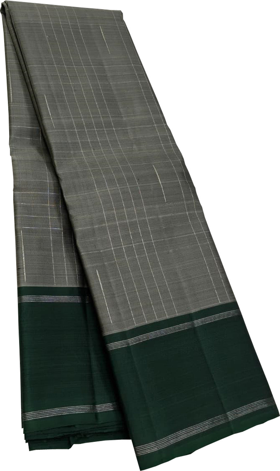 Grey Handloom Kanjeevaram Pure Silk Saree