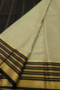 Grey Mysore Pure Crepe Silk Saree Handloom Weave Formal