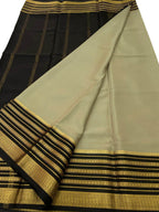 Grey Mysore Pure Crepe Silk Saree Handloom Weave Formal