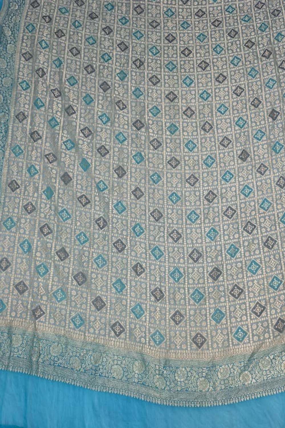 Grey Pure Georgette Banarasi Brush Dye Dupatta PD1B1AL426090403